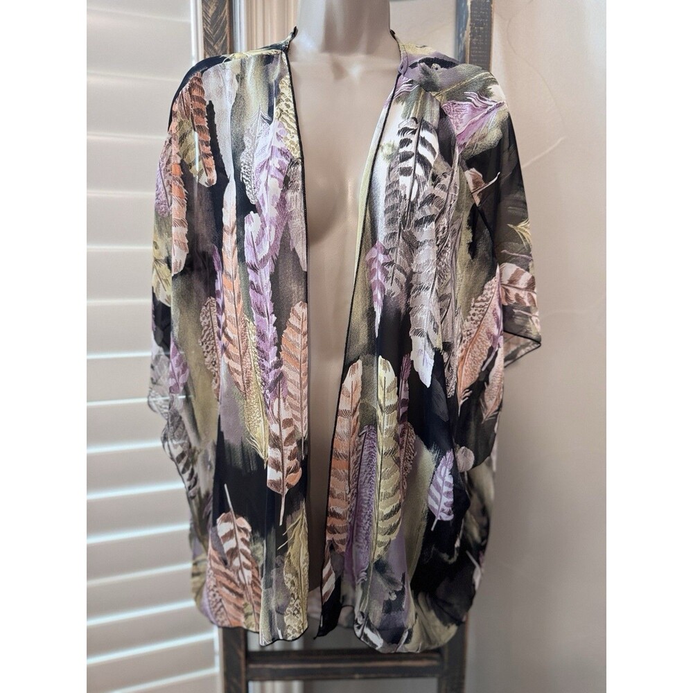 I Joah Women’s Large Oversized Light Weight Cardigan Kimono Feathers